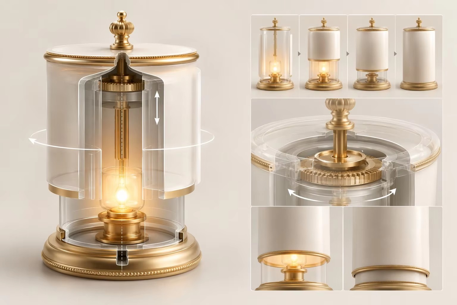 Mechanical shade mechanism of a Halacha-compliant Shabbat lamp