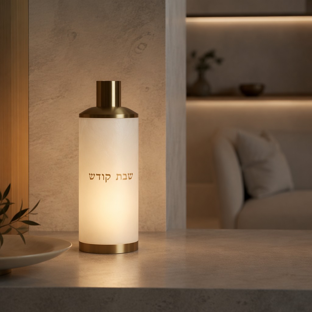 Preview of a configurable Shabbat lamp in the selected finish